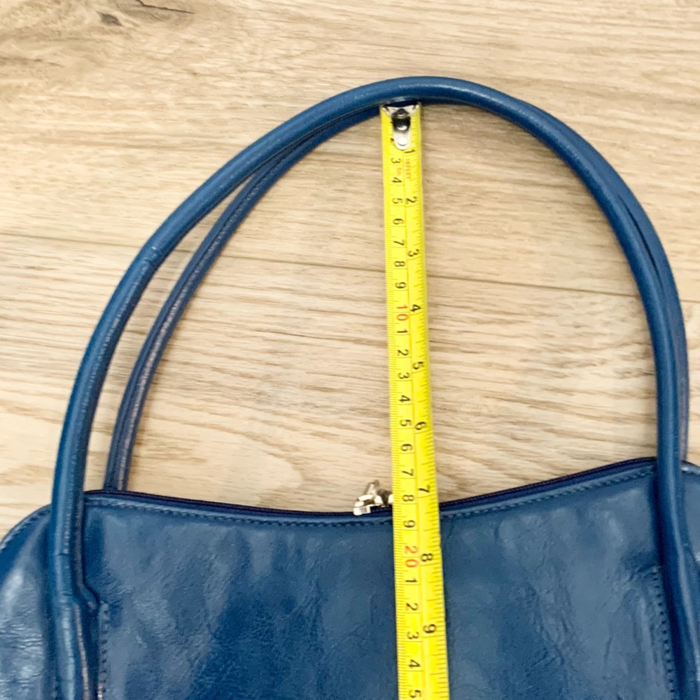 Y2k HOBO International Polished Leather East West Shoulder Bag - Blue - NWOT - Picture 9 of 10